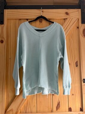 Aerie Mint Waffle Knit Oversized Pullover Sweatshirt